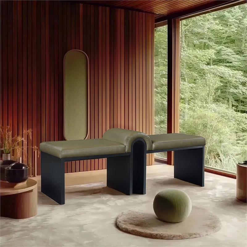 Meridian Furniture Delphine Olive Vegan Leather Bench