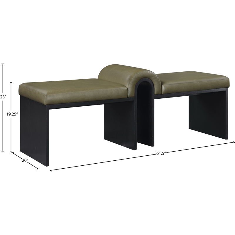 Meridian Furniture Delphine Olive Vegan Leather Bench