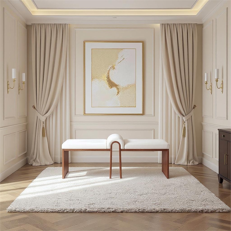 Meridian Furniture Delphine Cream Vegan Leather Bench