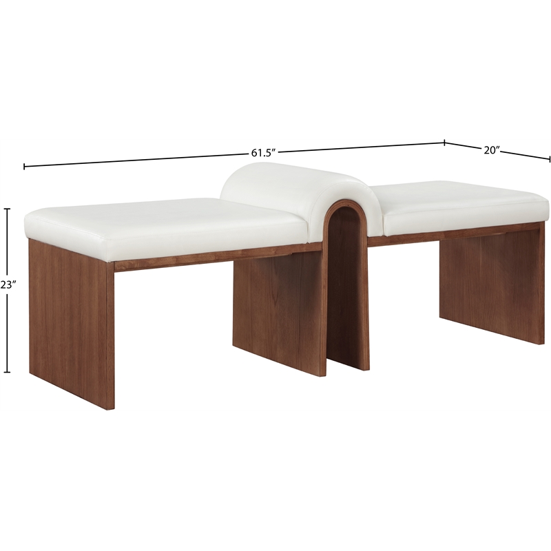 Meridian Furniture Delphine Cream Vegan Leather Bench