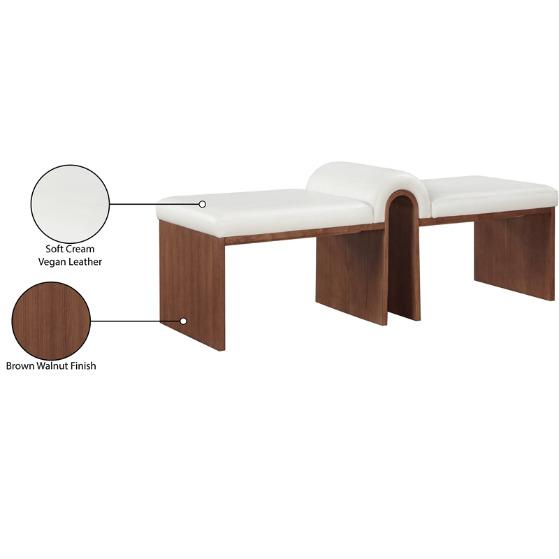 Meridian Furniture Delphine Cream Vegan Leather Bench