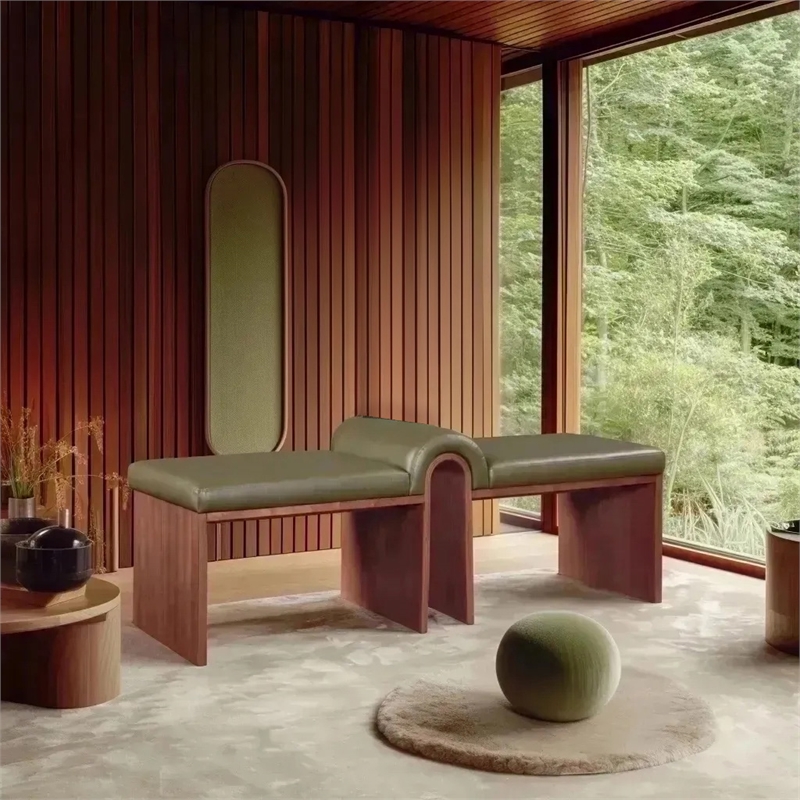Meridian Furniture Delphine Olive Vegan Leather Bench