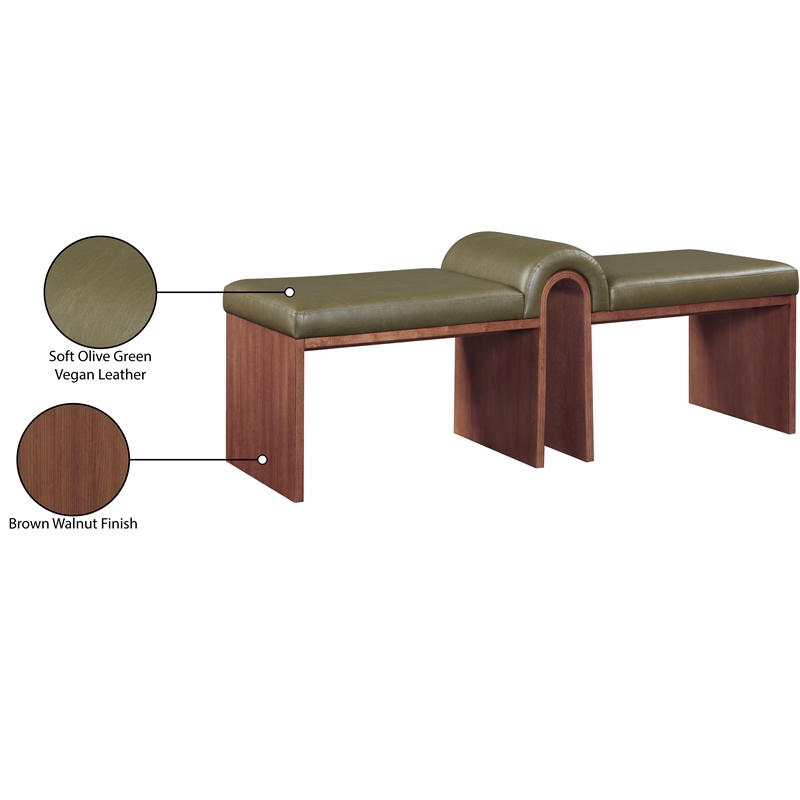 Meridian Furniture Delphine Olive Vegan Leather Bench