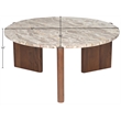 Meridian Furniture Varenna Cream Marble Top And Acacia Wood Base Coffee Table