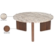 Meridian Furniture Varenna Cream Marble Top And Acacia Wood Base Coffee Table