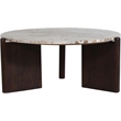 Meridian Furniture Varenna Cream Marble Top And Acacia Wood Base Coffee Table