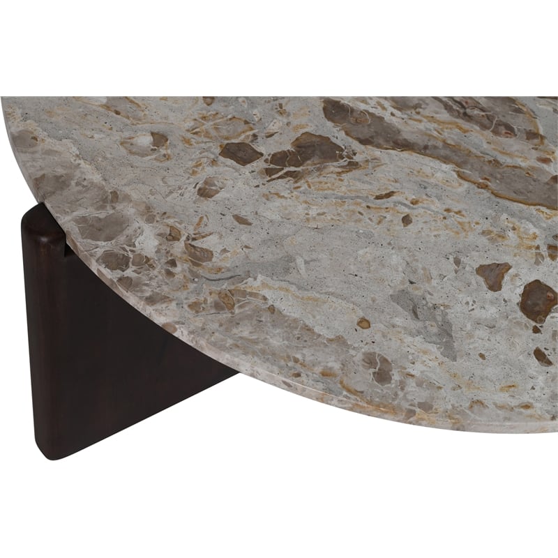 Meridian Furniture Varenna Cream Marble Top And Acacia Wood Base Coffee Table