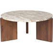 Meridian Furniture Varenna Cream Marble Top And Acacia Wood Base Coffee Table