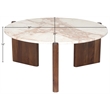 Meridian Furniture Varenna Beige Marble Top And Acacia Wood Base Coffee Table