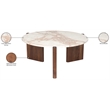 Meridian Furniture Varenna Beige Marble Top And Acacia Wood Base Coffee Table