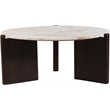 Meridian Furniture Varenna Beige Marble Top And Acacia Wood Base Coffee Table