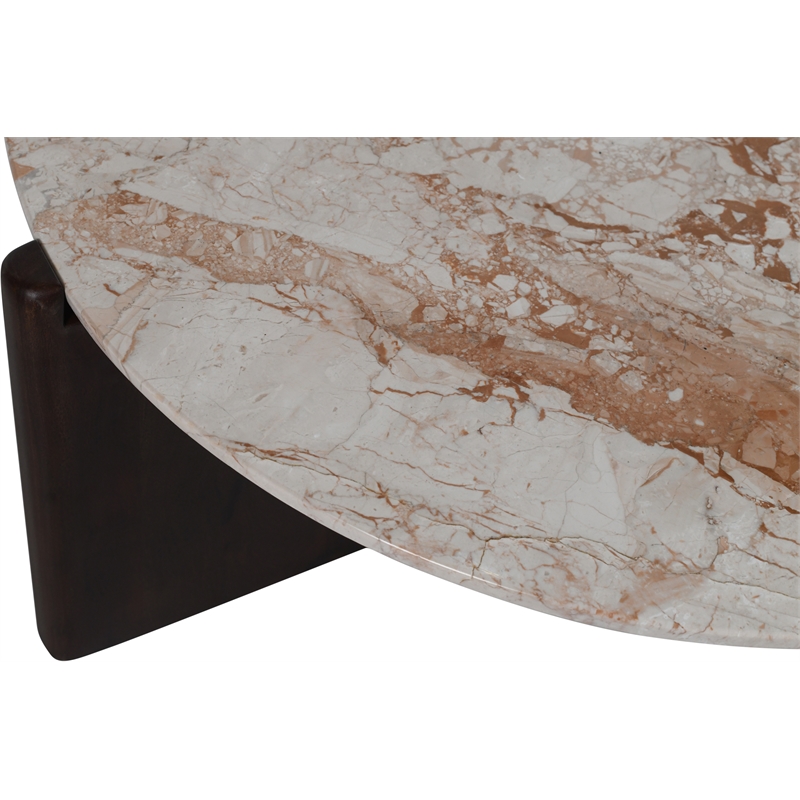 Meridian Furniture Varenna Beige Marble Top And Acacia Wood Base Coffee Table
