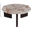 Meridian Furniture Varenna Beige Marble Top And Acacia Wood Base Coffee Table
