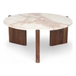 Meridian Furniture Varenna Beige Marble Top And Acacia Wood Base Coffee Table
