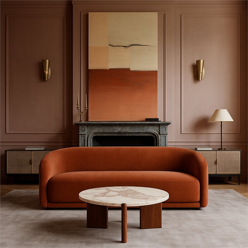 Meridian Furniture Varenna Beige Marble Top And Acacia Wood Base Coffee Table