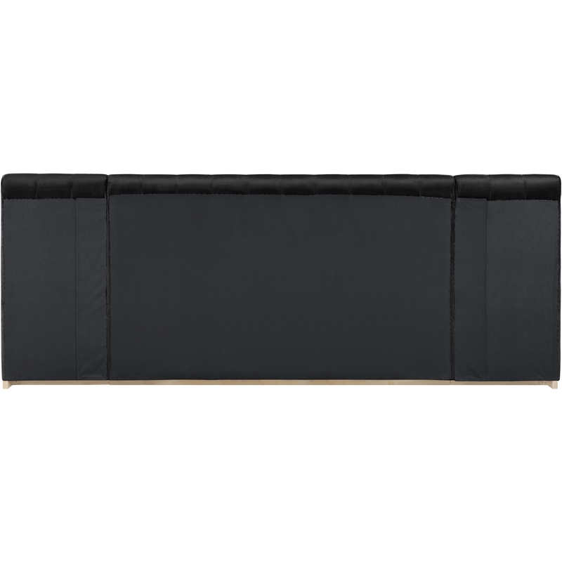 Meridian Furniture Amara Black Velvet King Bed with Added Panels