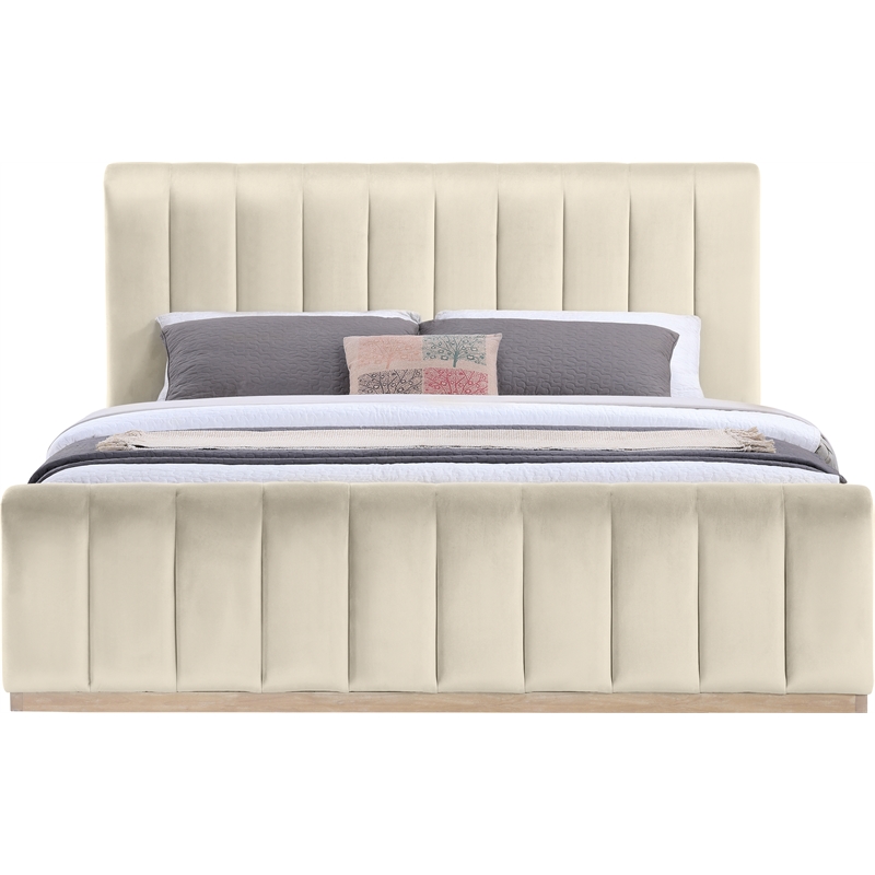 Meridian Furniture Amara Cream Velvet King Bed