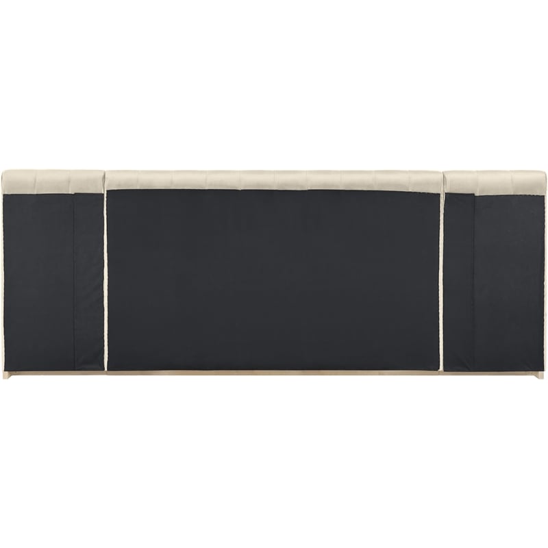 Meridian Furniture Amara Cream Velvet King Bed with Added Panels