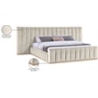 Meridian Furniture Amara Cream Velvet King Bed with Added Panels