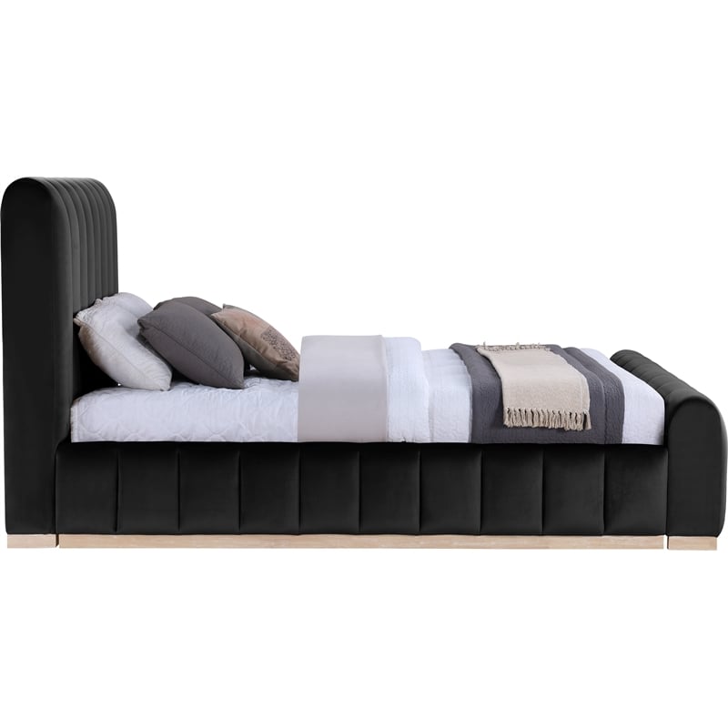 Meridian Furniture Amara Black Velvet Queen Bed