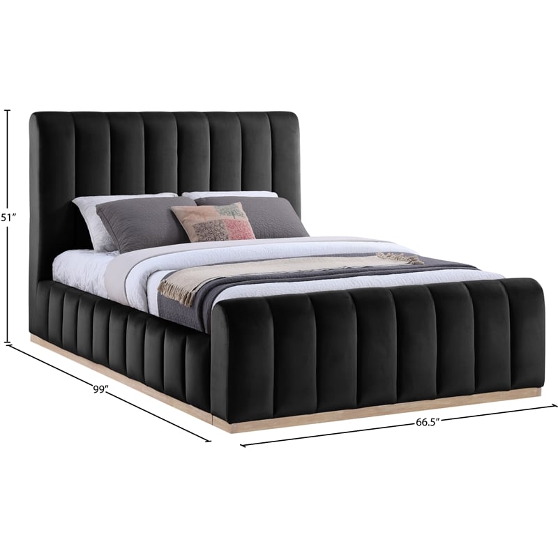 Meridian Furniture Amara Black Velvet Queen Bed