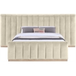 Meridian Furniture Amara Cream Velvet Queen Bed with Added Panels