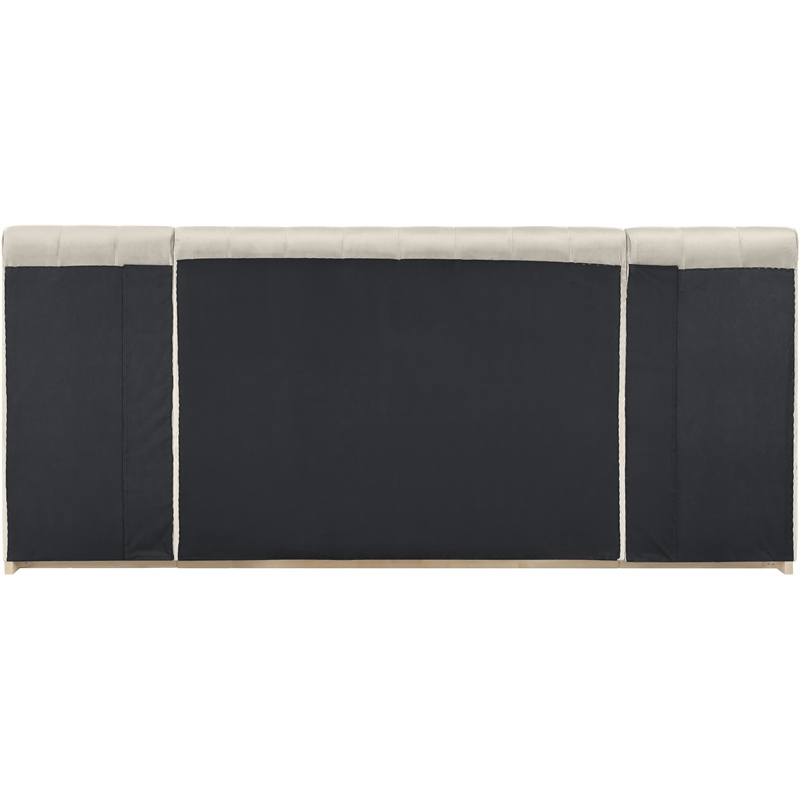 Meridian Furniture Amara Cream Velvet Queen Bed with Added Panels
