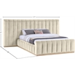 Meridian Furniture Amara Cream Velvet Queen Bed with Added Panels