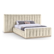 Meridian Furniture Amara Cream Velvet Queen Bed with Added Panels