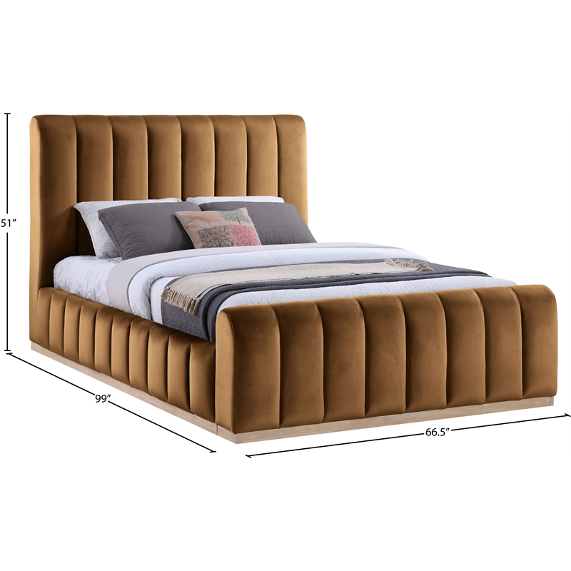 Meridian Furniture Amara Saddle Velvet Queen Bed