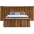Meridian Furniture Amara Saddle Velvet Queen Bed with Added Panels