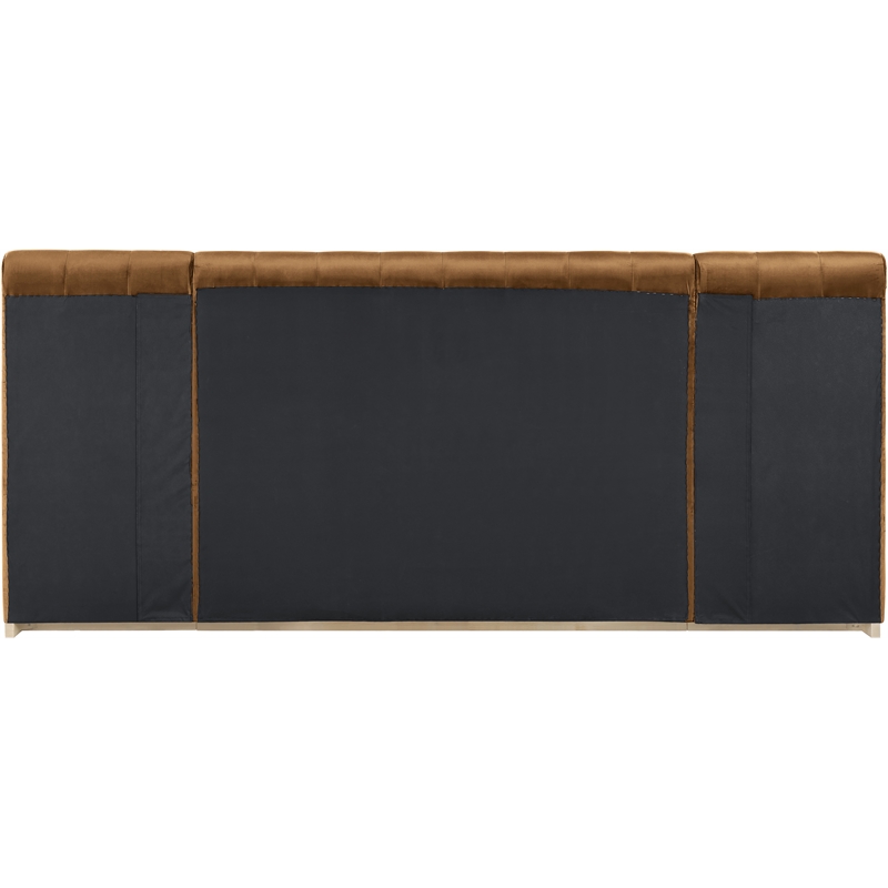 Meridian Furniture Amara Saddle Velvet Queen Bed with Added Panels