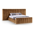Meridian Furniture Amara Saddle Velvet Queen Bed with Added Panels