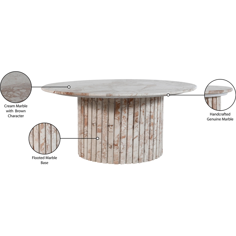Meridian Furniture Genoa Cream Marble Coffee Table