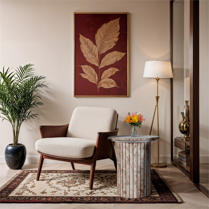 Meridian Furniture Genoa Cream Marble End Table