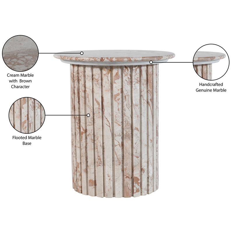 Meridian Furniture Genoa Cream Marble End Table