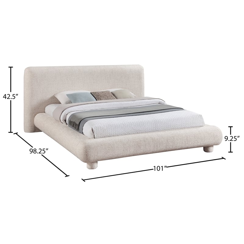 Meridian Furniture Blair Beige Fabric Upholstered King Bed