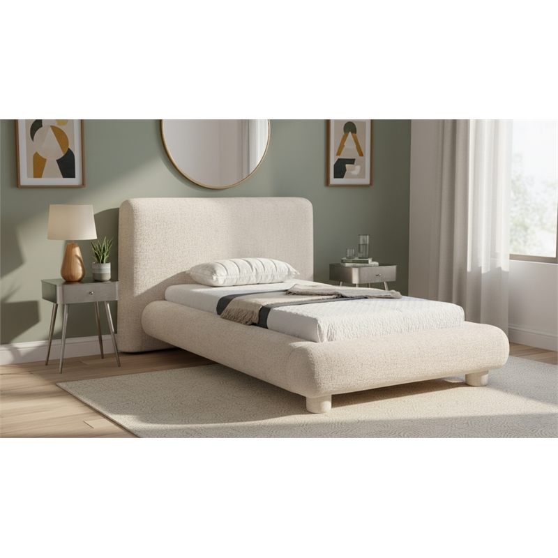 Meridian Furniture Blair Beige Fabric Upholstered Twin Bed