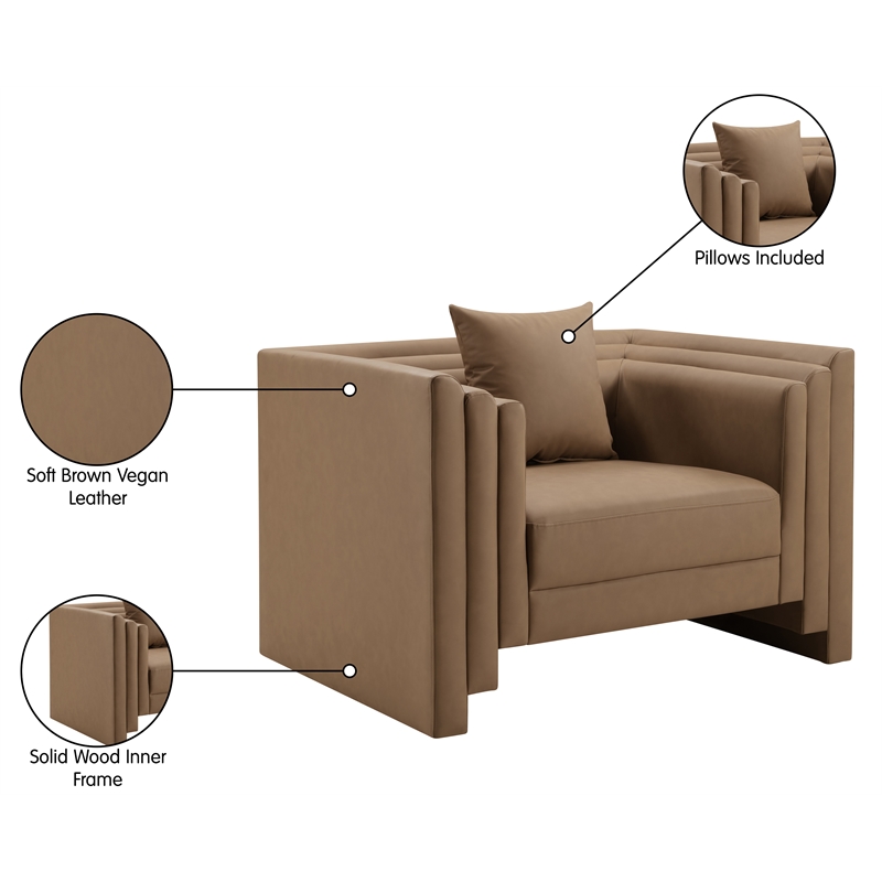 Meridian Furniture Everett Brown Vegan Leather Upholstered Chair