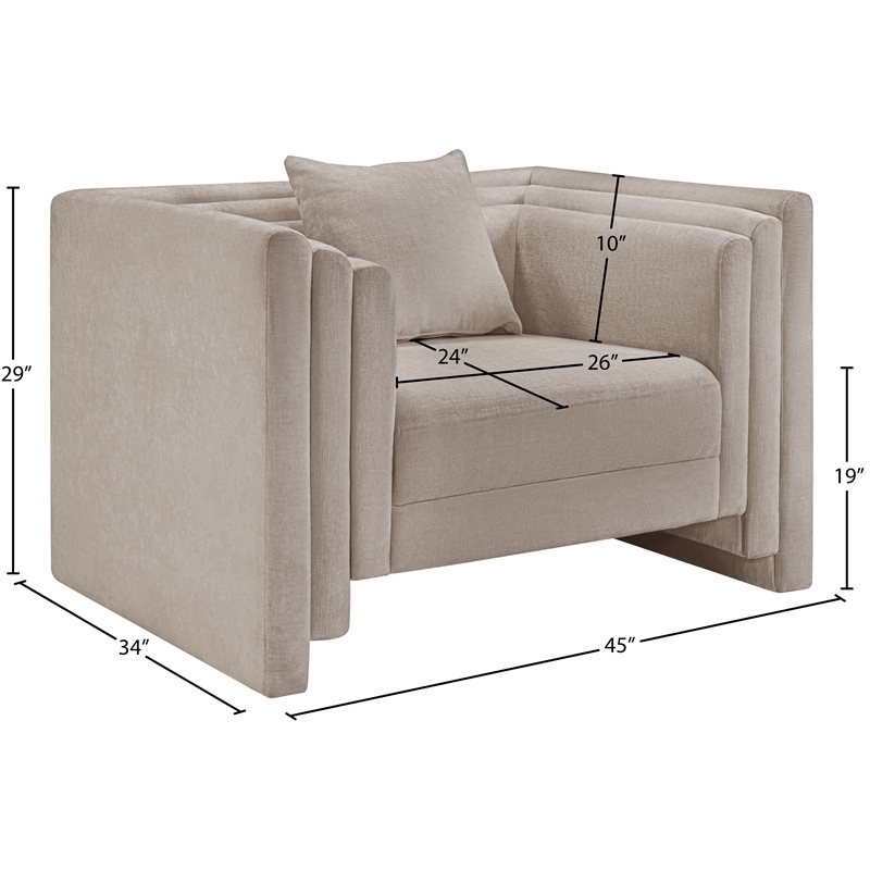 Meridian Furniture Everett Beige Chenille Fabric Upholstered Chair