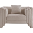 Meridian Furniture Everett Beige Chenille Fabric Upholstered Chair