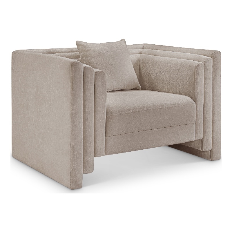 Meridian Furniture Everett Beige Chenille Fabric Upholstered Chair