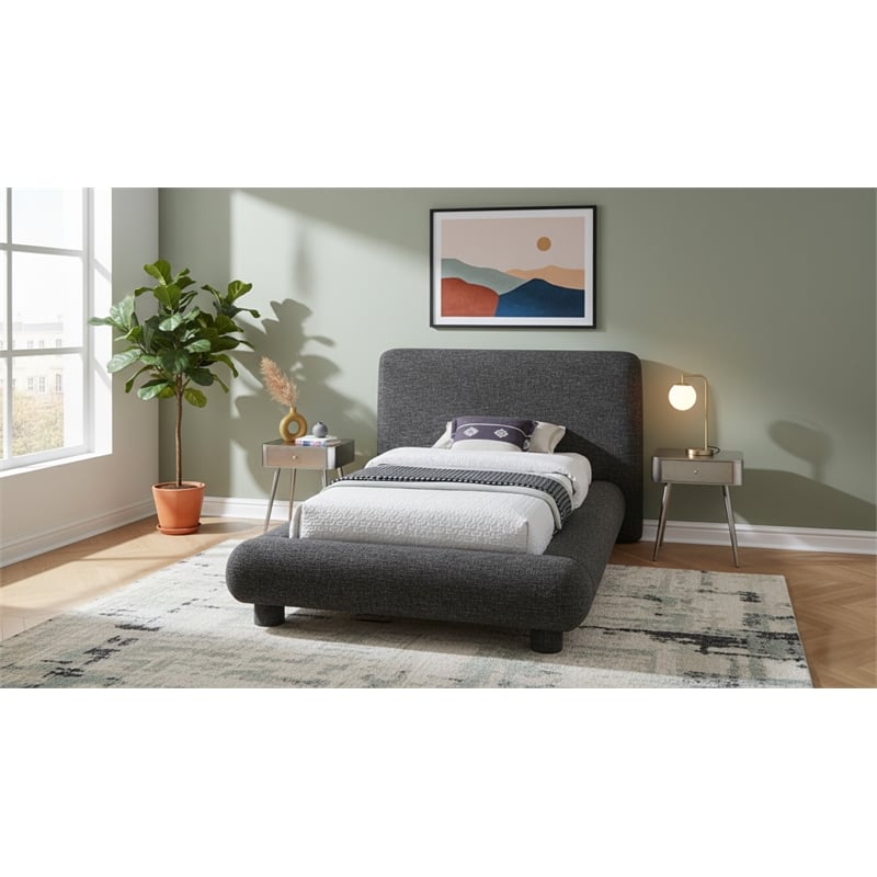 Meridian Furniture Blair Black Fabric Upholstered Twin Bed