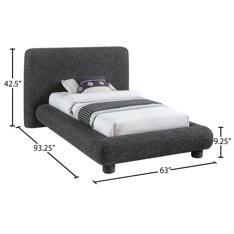 Meridian Furniture Blair Black Fabric Upholstered Twin Bed
