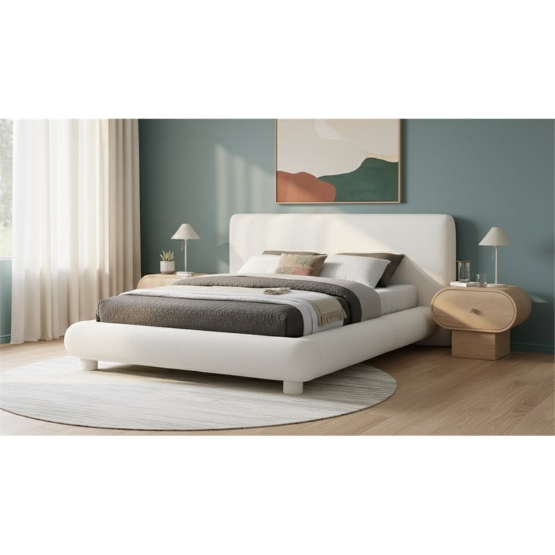 Meridian Furniture Blair Cream Fabric Upholstered Full Bed