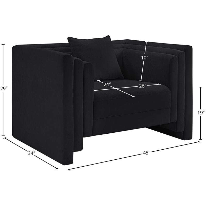 Meridian Furniture Everett Black Chenille Fabric Upholstered Chair