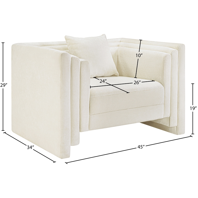 Meridian Furniture Everett Cream Chenille Fabric Upholstered Chair