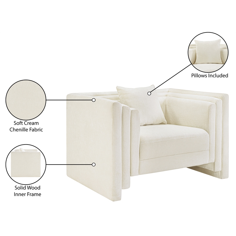Meridian Furniture Everett Cream Chenille Fabric Upholstered Chair