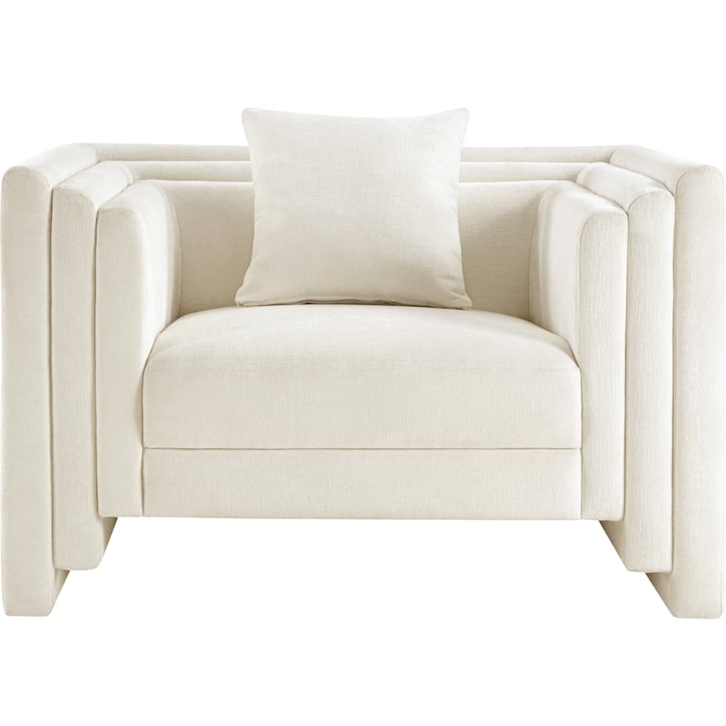 Meridian Furniture Everett Cream Chenille Fabric Upholstered Chair
