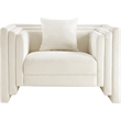 Meridian Furniture Everett Cream Chenille Fabric Upholstered Chair